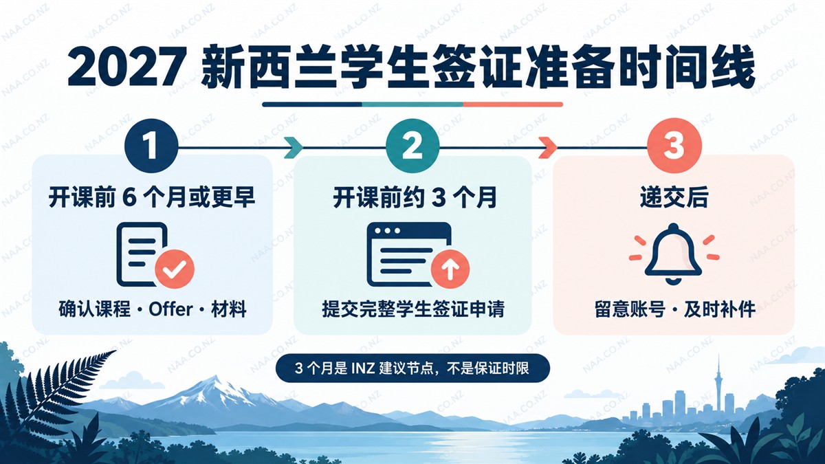 新西兰学生签证三个月申请时间线
