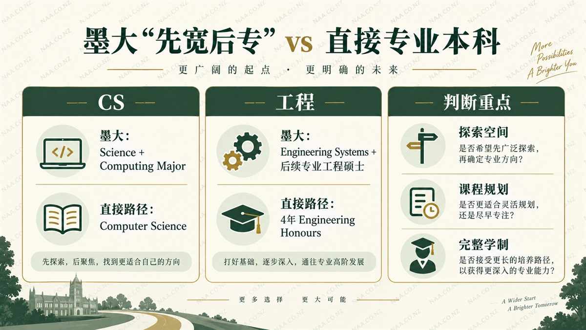 墨尔本大学先宽后专与直接专业对比信息图