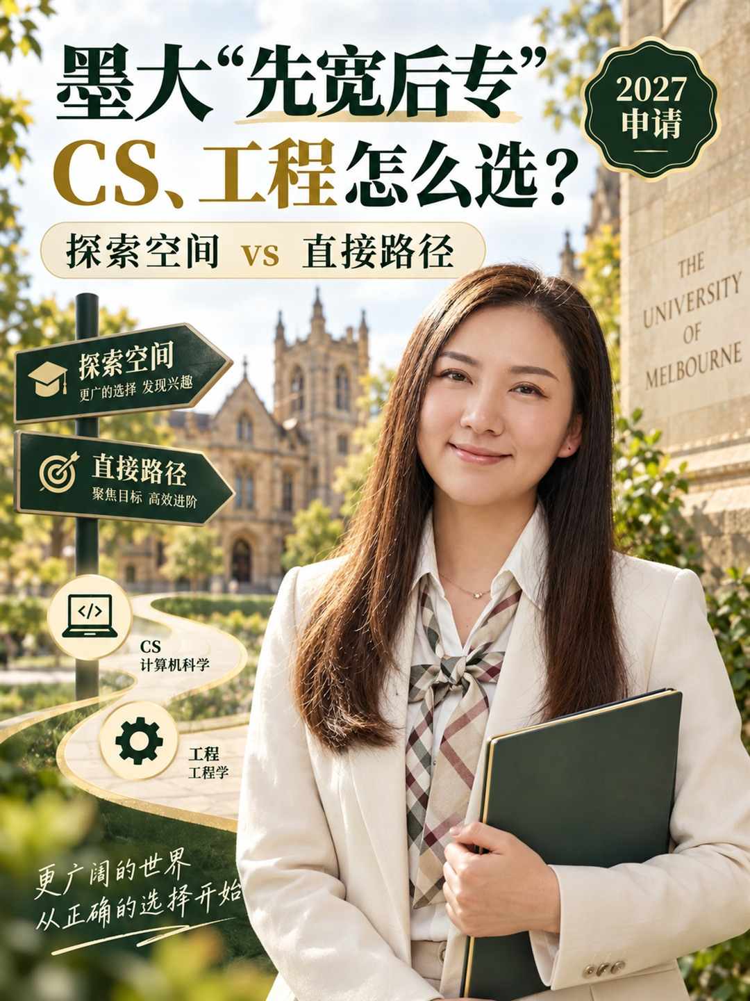2027申请墨尔本大学:“先宽后专”和直接读工程、CS有什么区别?